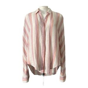 Rails Sz S Alyssa Dusk Striped Pink and White Button Down Top